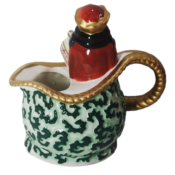 VTG Avon Creamer Jug Christmas mouse King Nutcracker Green Gold Red - Picture 7 of 7